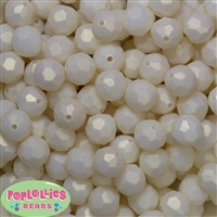 14mm Cream Faceted Acrylic Bubblegum Beads