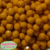 14mm Gold Faceted Acrylic Bubblegum Beads