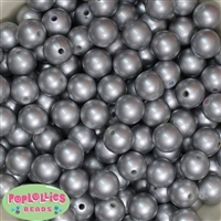 14mm Matte Silver Faux Pearl Bubblegum Beads