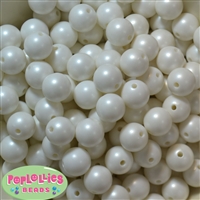 14mm Matte White Faux Pearl Bubblegum Beads