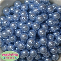 14mm Baby Blue Faux Pearl Bubblegum Beads