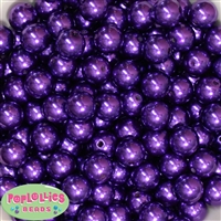 14mm Dark Purple Faux Pearl Bubblegum Beads