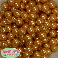 14mm Gold Faux Pearl Bubblegum Beads