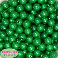 14mm Christmas Green Faux Pearl Bubblegum Beads