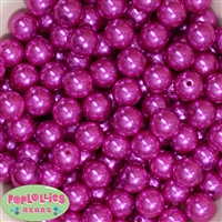 14mm Hot Pink Faux Pearl Bubblegum Beads