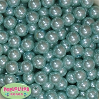 14mm Light Blue Faux Pearl Bubblegum Beads