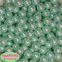 14mm Mint Faux Pearl Acrylic Beads