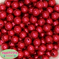 14mm Red Faux Pearl Bubblegum Beads