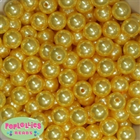 14mm Yellow Faux Pearl Bubblegum Beads