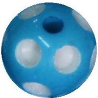 14mm Cyan Blue Polka Dot Acrylic Bubblegum Bead