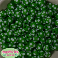 14mm Green Polka Dot Acrylic Bubblegum Beads