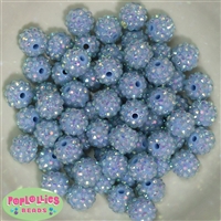 14mm Baby Blue Rhinestone Bubblegum Beads