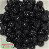 14mm Black Rhinestone Bubblegum Beads