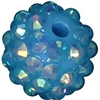 14mm Blue Rhinestone Bubblegum Beads
