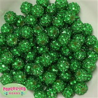 14mm Christmas Green Rhinestone Bubblegum Beads Bulk