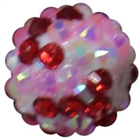 14mm Valentine Confetti Rhinestone Bubblegum Beads