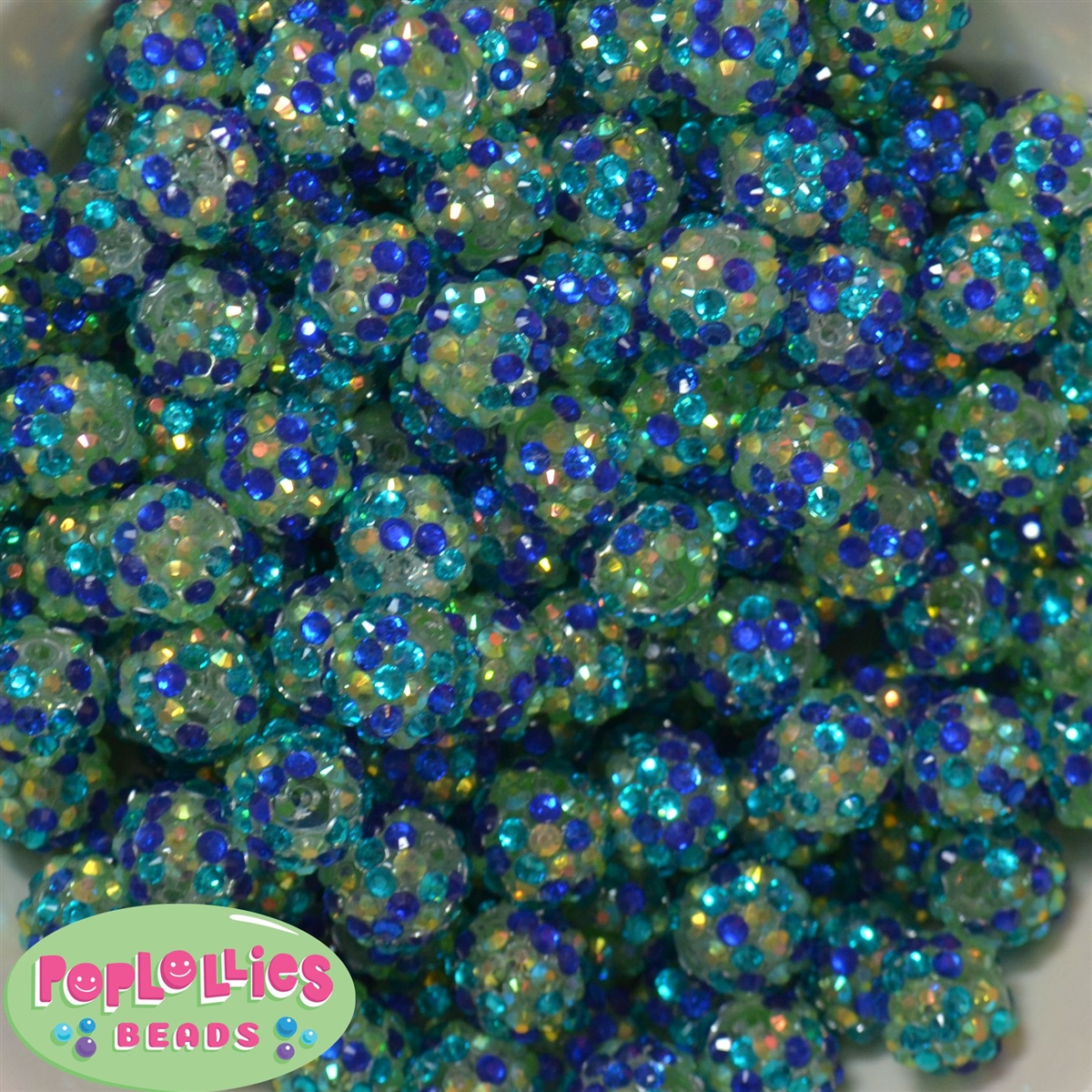 Pave Crystal Beads Large Multi 14mm