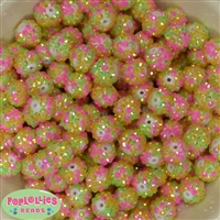 14mm Spring Confetti Rhinestone Bubblegum Beads Bulk