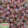 14mm Unicorn Confetti Rhinestone Bubblegum Beads