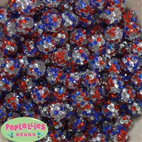 14mm USA Confetti Resin Rhinestone Bubblegum Bead