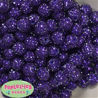14mm Deep Purple Rhinestone Bubblegum Beads Bulk