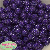 14mm Deep Purple Rhinestone Bubblegum Beads