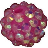 14mm Hot Pink Rhinestone Bubblegum Beads