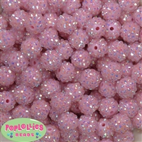 14mm Ice Pink Rhinestone Bubblegum Beads Bulk
