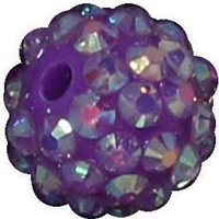 14mm Lavender Rhinestone Bubblegum Beads