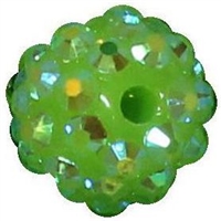 14mm Lime Green Rhinestone Bubblegum Beads