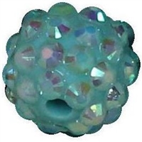 14mm Mint Rhinestone Bubblegum Beads