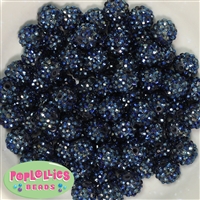 14mm Navy Blue Rhinestone Bubblegum Beads Bulk