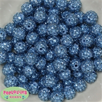 14mm Ocean Blue Rhinestone Bubblegum Beads Bulk