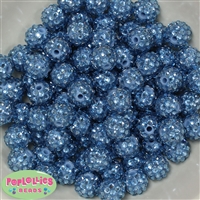 14mm Ocean Blue Rhinestone Bubblegum Beads