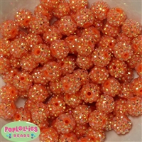 14mm Orange Rhinestone Bubblegum Beads