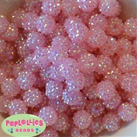 14mm Pink Rhinestone Bubblegum Beads Bulk