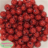 14mm Red Rhinestone Bubblegum Beads Bulk