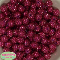14mm Rose Rhinestone Bubblegum Beads
