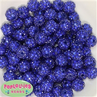 14mm Royal Blue Rhinestone Bubblegum Beads Bulk