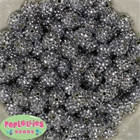 14mm Silver Rhinestone Bubblegum Beads Bulk