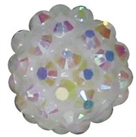 14mm White Rhinestone Bubblegum Beads