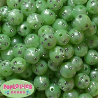 16mm Lime Bling Pearl Beads 20pc