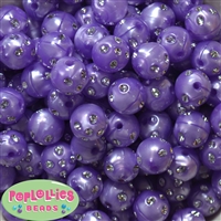 16mm Purple Bling Pearl Beads 20pc