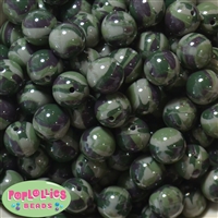 16mm 16mm Camo Green acrylic Bubblegum Beads