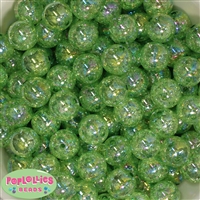 16mm Lime Green Crackle Acrylic Bubblegum Beads