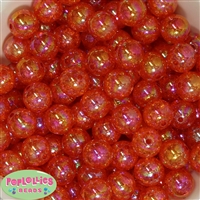 16mm Orange Crackle Acrylic Bubblegum Beads