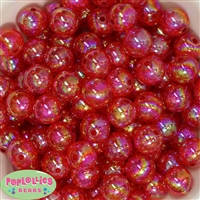 16mm Red Crackle Acrylic Bubblegum Beads