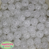 16mm White Crackle Acrylic Bubblegum Beads