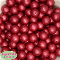 16mm Red Crinkle Pearl Bubblegum Beads