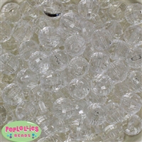 16mm Clear Facet Acrylic Bubblegum Beads Bulk